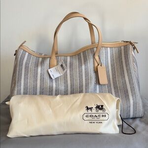 Coach Legacy Collection Boston Bag White Black Ticking Stripe NWT